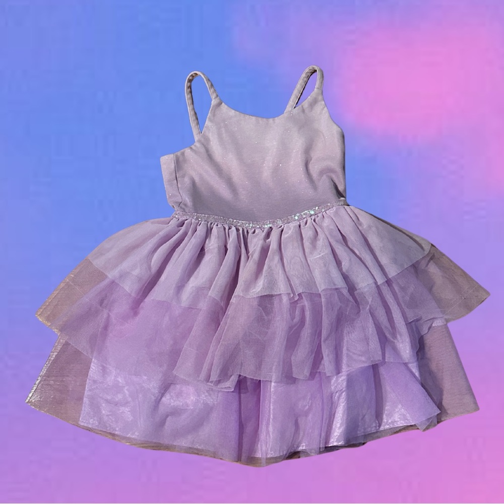 Purple Cat and Jack Sparkly Tiered Tulle Dress Size M 7/8